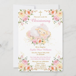 Personalisiert Lamb Christening Girl Einladung