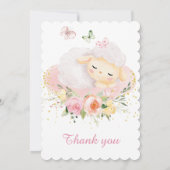 Personalisiert Lamb Girl 1. Geburtstag Einladung (Rückseite)