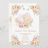 Personalisiert Lamb Girl 1. Geburtstag Einladung (Vorne/Hinten)