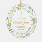 Personalisiert Laurel Garland Gold Boy Girl Taufe Keramik Ornament (Links)