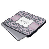 Personalisiert Lavendel Leopard Laptop Sleeve (Vorne Knopf)