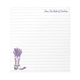Personalisiert Lavender Cowboy Boot Notizblock