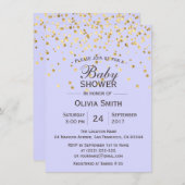 Personalisiert Lavender Gold Baby Dusche lädt ein Einladung (Vorne/Hinten)