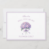Personalisiert Lavender Hydrangea Bow Flower Girl Karte (Vorderseite)