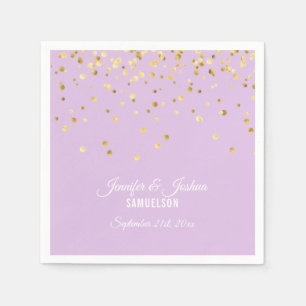 Personalisiert Lavender Lila Gold Confetti Wedding Serviette