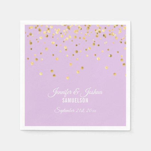 Personalisiert Lavender Lila Gold Confetti Wedding Serviette (Vorderseite)