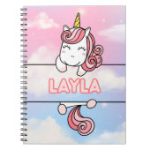 Personalisiert Layla Unicorn Girlie Notebook Notizblock (Vorderseite)
