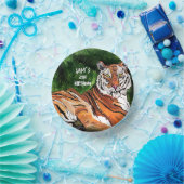 Personalisiert - Lazy Tiger - Teller zum Geburtsta (Party)