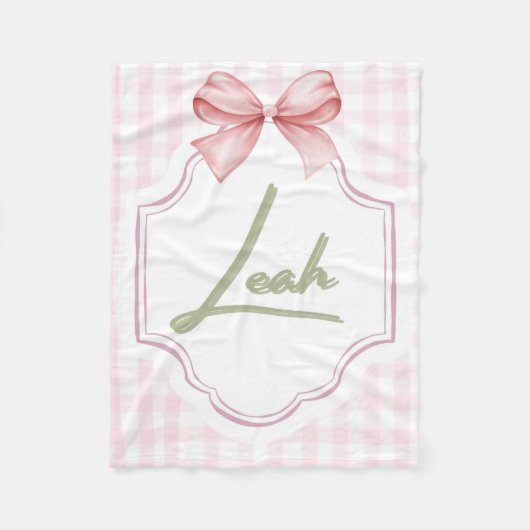 Personalisiert Leah Baby Girl Kinderzimmer Bow&Gin Fleecedecke (Vorderseite)