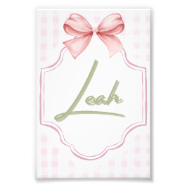 Personalisiert Leah Baby Girl Kinderzimmer Bow&Gin Fotodruck