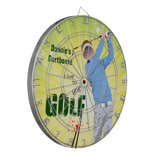 Personalisiert lebe ich auf Golf Golfer Dartboard Dartscheibe (Vorderseite Links)