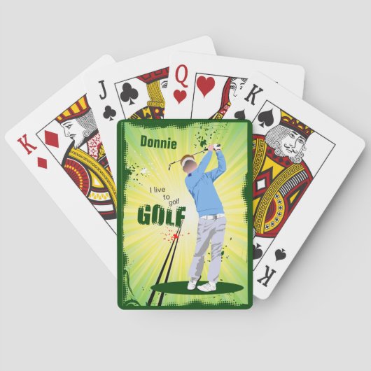 Personalisiert lebe ich Golf Golfer Spielkarten (Rückseite)