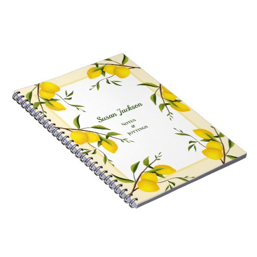 Personalisiert Lemon Citrus Botanic Notebook Notizblock (Rechte Seite)