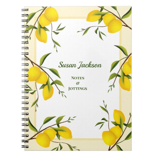 Personalisiert Lemon Citrus Botanic Notebook Notizblock (Vorderseite)