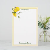 Personalisiert Lemon Citrus Botanical Briefpapier (Stehend Vorderseite)