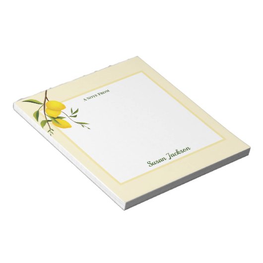 Personalisiert Lemon Citrus Botanischer Notepad Notizblock (angewinkelt)