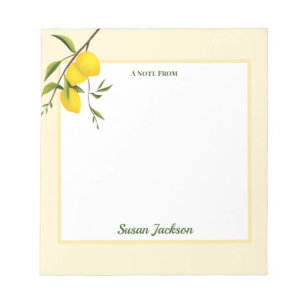 Personalisiert Lemon Citrus Botanischer Notepad Notizblock
