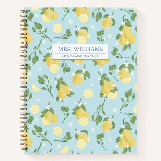 Personalisiert Lemon Light Blue Spiral Notebook Notizblock (Vorderseite)