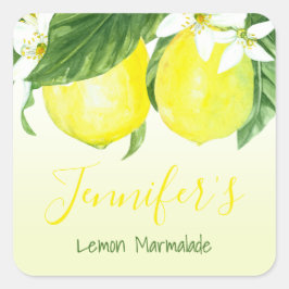 Personalisiert Lemon Marmalade Canning Jar Quadratischer Aufkleber