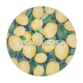 Personalisiert Lemons Greenery Navy Blue Schneidebrett (Vorderseite)
