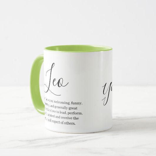 Personalisiert Leo Zodiac-Zeichen Name und Merkmal Tasse (Vorderseite Links)