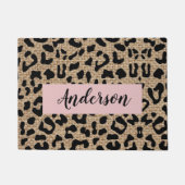 Personalisiert Leopard Burlap Nachname Doormat Fußmatte (Vorderseite)