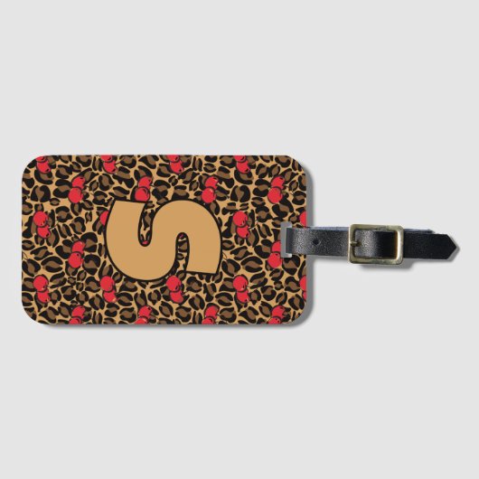 Personalisiert Leopard Cherries Gepäckanhänger (Vorderseite (Horizontal))