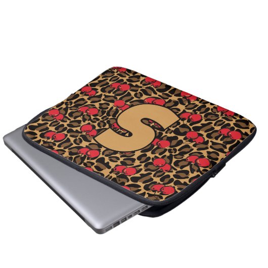 Personalisiert Leopard Cherries Laptopschutzhülle (Vorne Knopf)