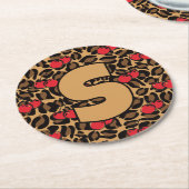 Personalisiert Leopard Cherries Runder Pappuntersetzer (Angewinkelt)