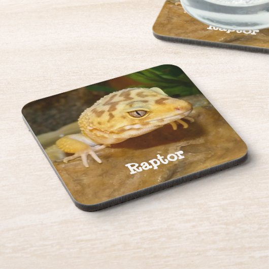 Personalisiert Leopard Gecko Lizard Getränkeuntersetzer (Linke Seite)