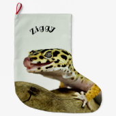 Personalisiert Leopard Gecko Lizard Großer Weihnachtsstrumpf (Vorderseite)