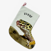 Personalisiert Leopard Gecko Lizard Großer Weihnachtsstrumpf (Vorderansicht (hängend))