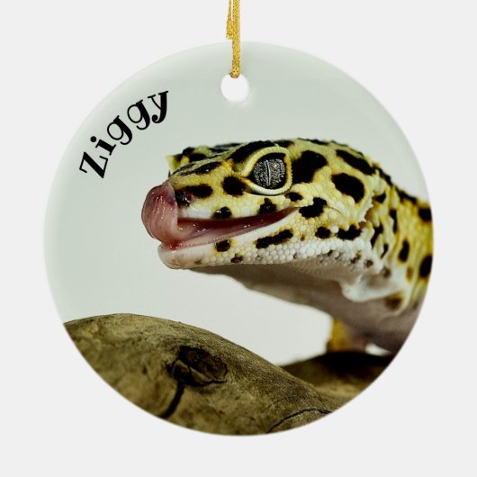 Personalisiert Leopard Gecko Lizard Keramik Ornament (Hinten)