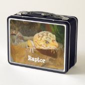 Personalisiert Leopard Gecko Lizard Metall Brotdose (Rückseite)