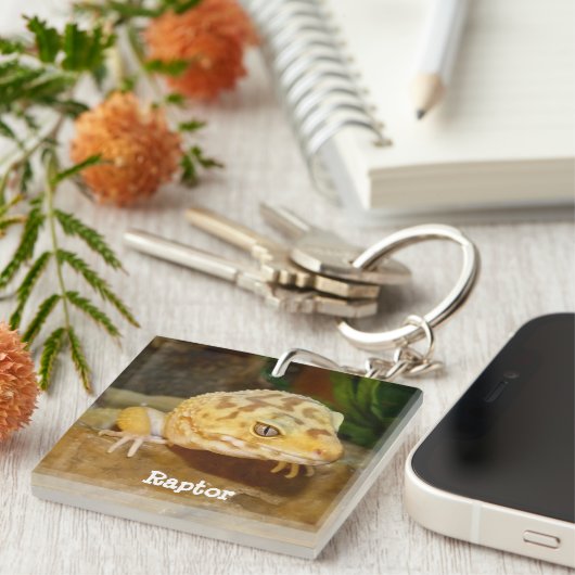 Personalisiert Leopard Gecko Lizard Schlüsselanhänger (Vorderseite rechts)