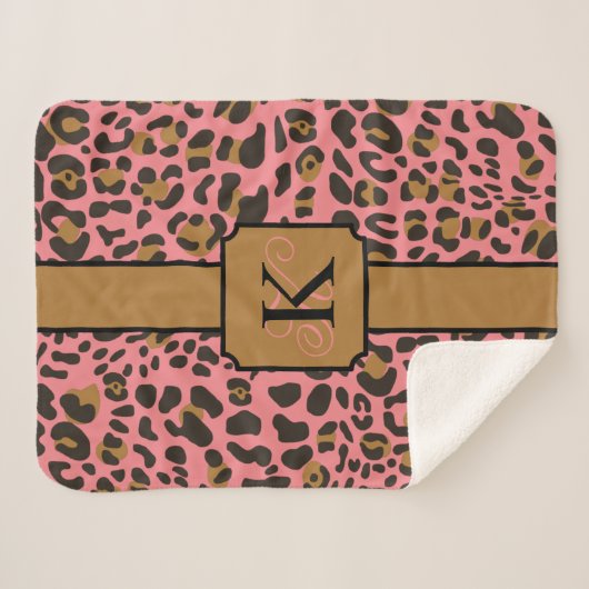 Personalisiert Leopard Jaguar Animal Print Muster Sherpadecke (Vorderseite (Horizontal))