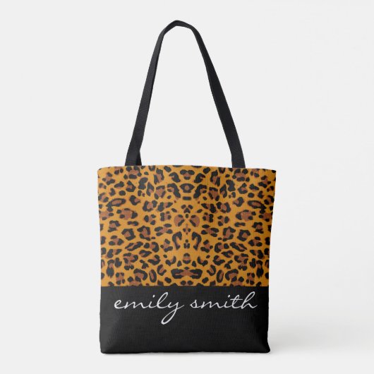 Personalisiert Leopard Muster Tote Bag Tasche (Rückseite)