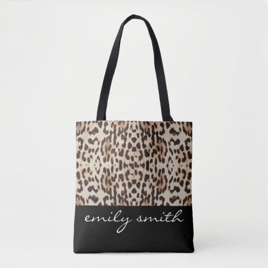 Personalisiert Leopard Muster Tote Bag Tasche (Vorderseite)