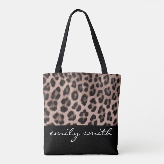 Personalisiert Leopard Muster Tote Bag Tasche (Rückseite)