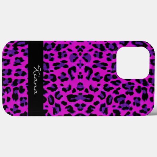 Personalisiert Leopard Print Magenta Case-Mate iPhone Hülle (Rückseite (Horizontal))