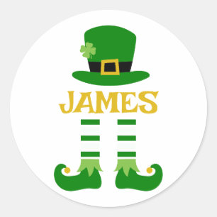 Personalisiert Leprechaun St. Patrick's Day James Runder Aufkleber