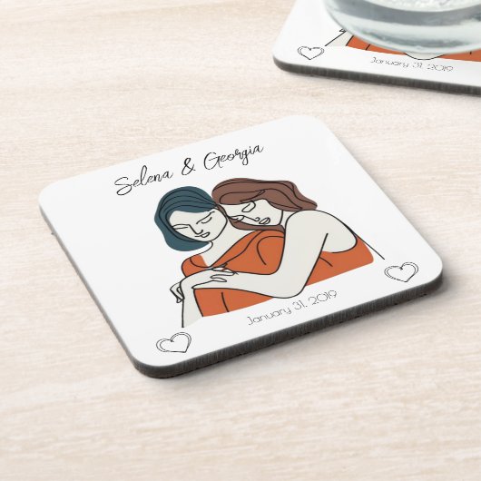 Personalisiert Lesbisch Getränkeuntersetzer (Linke Seite)