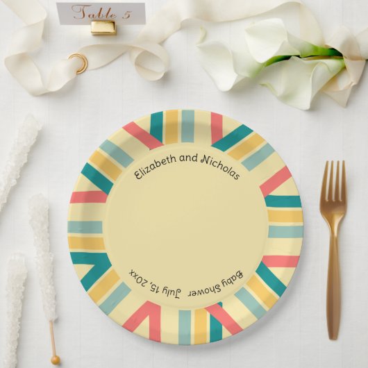 Personalisiert Let's Get Beachy mehrfarbig Pappteller (Hochzeit)