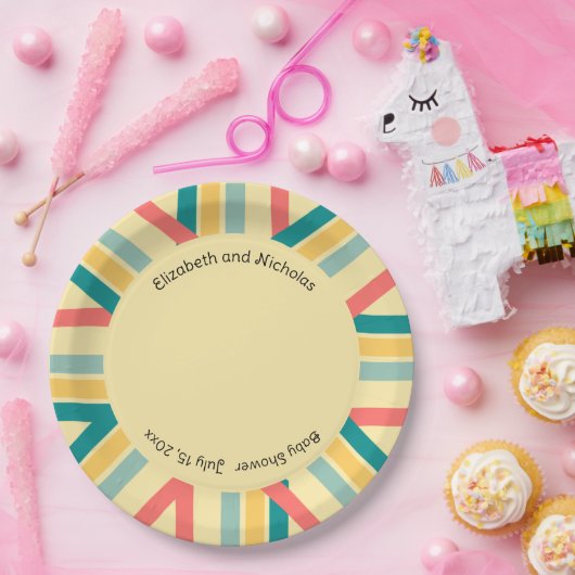 Personalisiert Let's Get Beachy mehrfarbig Pappteller (Party)