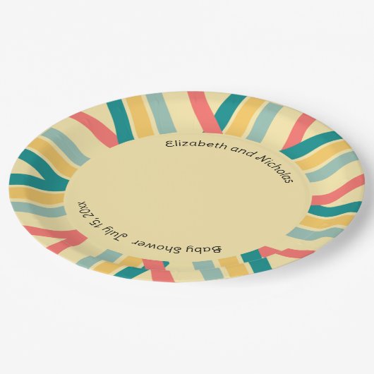 Personalisiert Let's Get Beachy mehrfarbig Pappteller (Schrägansicht)