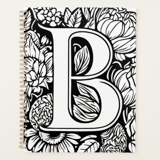 Personalisiert Letter B Floral Tattoo Designer Planer (Vorderseite)