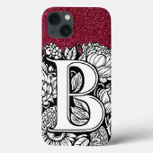 Personalisiert Letter B Glitzer Tattoo Blume Case-Mate iPhone Hülle (Rückseite)