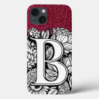 Personalisiert Letter B Glitzer Tattoo Blume