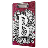 Personalisiert Letter B Glitzer Tattoo Blume Klemmbrett (Links)