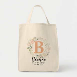 Personalisiert Letter Greenery Bridesmaid Tote Bag Tragetasche